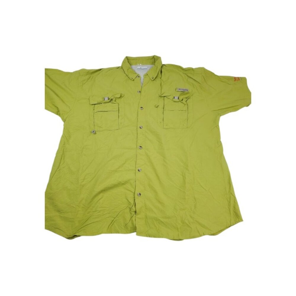 Columbia Men's Green PFG Bahama II Short-Sleeve Fishing Button-Front Shirt Sz XL